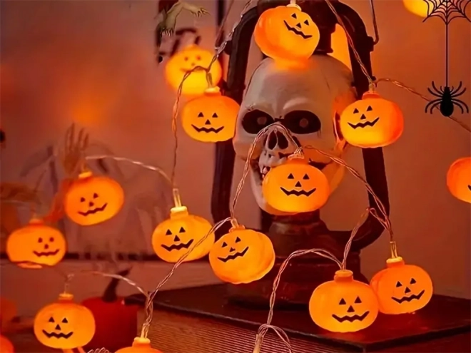 Ghirlandă luminoasă dovleac pentru Halloween 200 cm