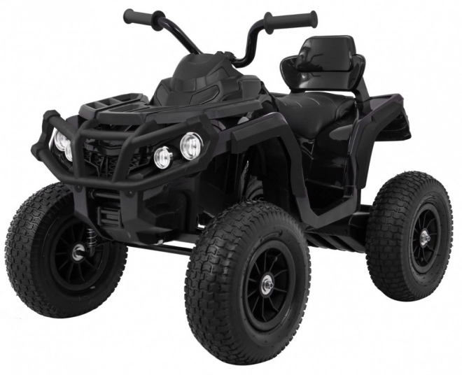 ATV pentru copii, quad Air pe baterie Negru + roți gonflabile + radio MP3 + pornire lentă
