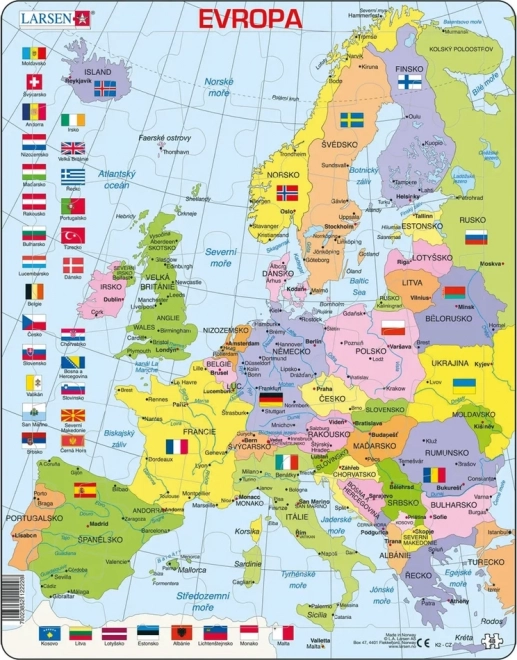 Puzzle Larsen Hartă politică a Europei 48 de piese