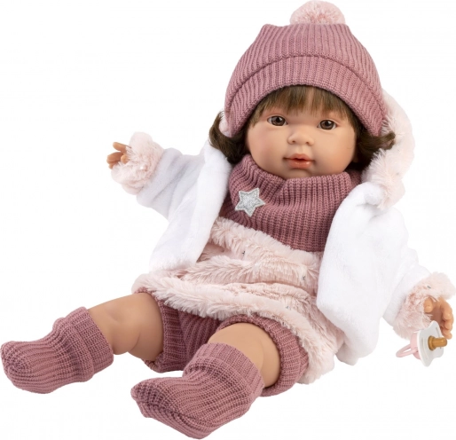 Păpușă realistă Carla cu sunete și corp textil moale 42 cm