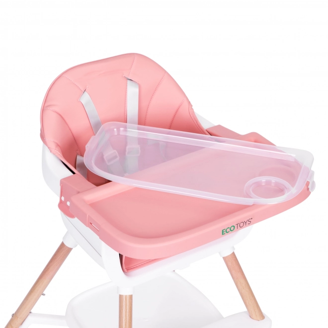 Scaun de alimentație pentru copii 2-în-1 roz Ecotoys