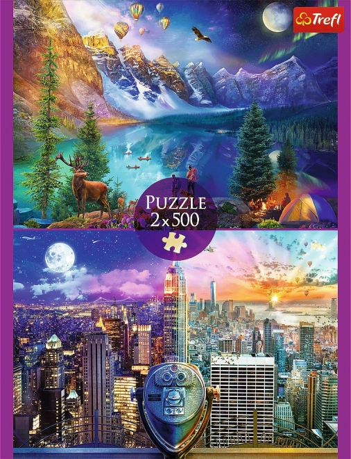 Puzzle 2x500 bucăți excursie în America