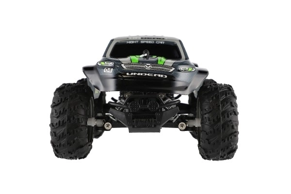 RC camionetă de teren gri-verde cu telecomandă