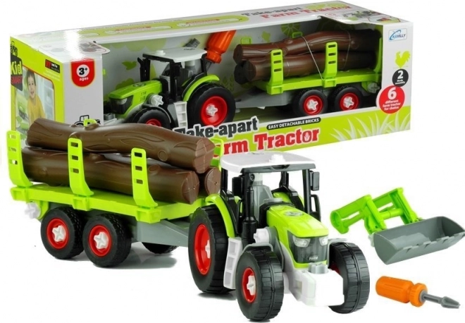 Tractor dezasamblabil cu remorcă pentru lemne