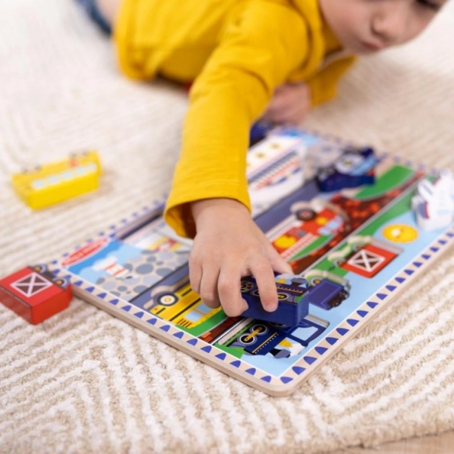 Melissa & Doug puzzle din lemn cu sunete