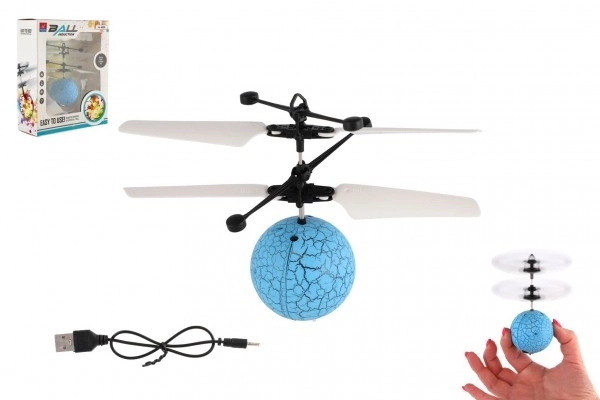 Minge elicopter reacționând la mișcare cu cablu USB albastră