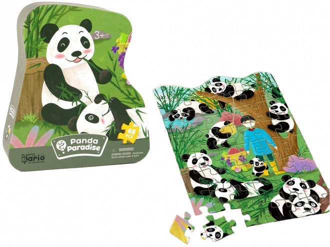 Puzzle panda pădure de bambus 48 de piese