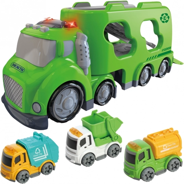 Woopie camion de remorcare verde City Truck cu efecte sonore și luminoase