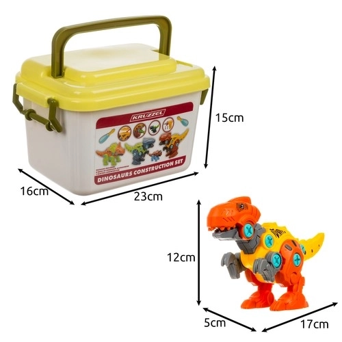 Set de construcție dinozauri 4în1 cu bormașină și șurubelniță pentru copii