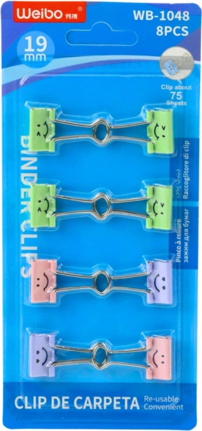 Set de clame colorate de birou cu zâmbete 8 buc 19 mm