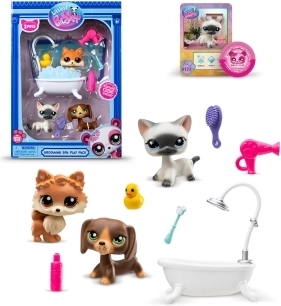 Set de baie Littlest Pet Shop cu 3 animăluțe