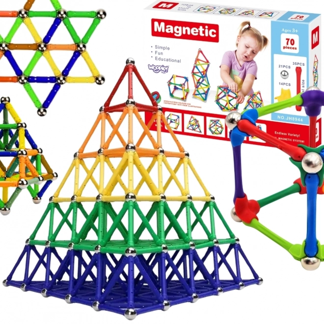 Set de construcție magnetică Woopie 70 de piese