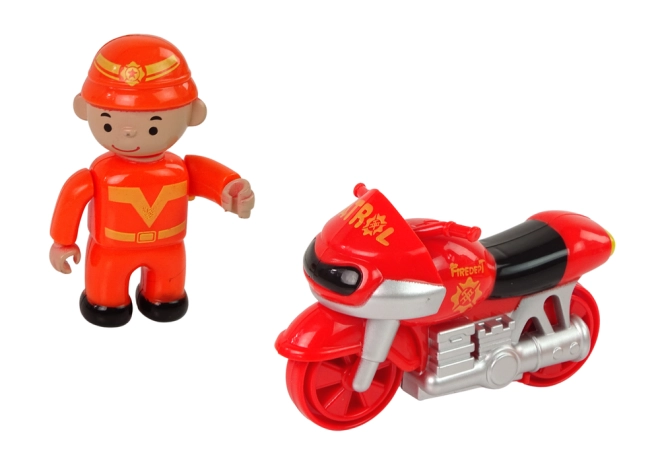 Motocicletă cu figurina pompierului