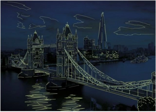 Puzzle neon Amurg deasupra Tower Bridge 1000 de piese