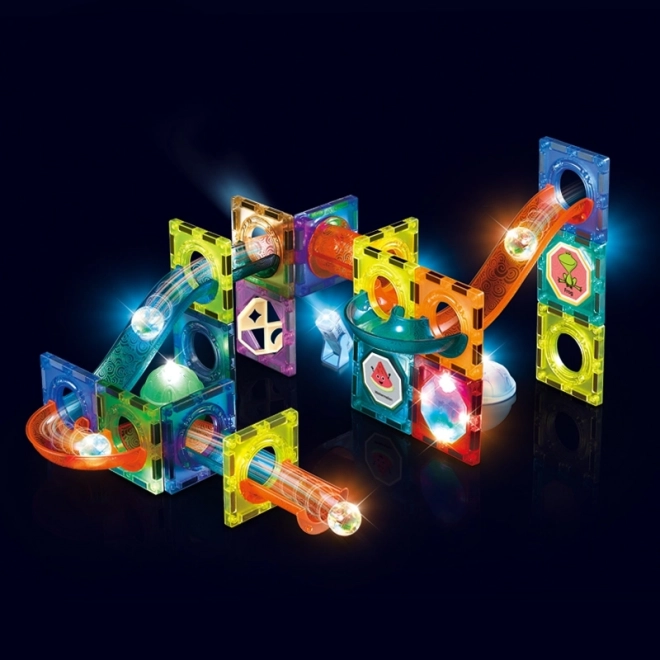 Set construcții magnetice cu bile luminoase Woopie