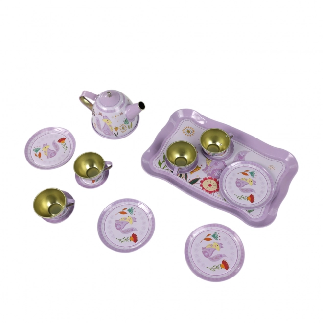 set de ceai metalic violet