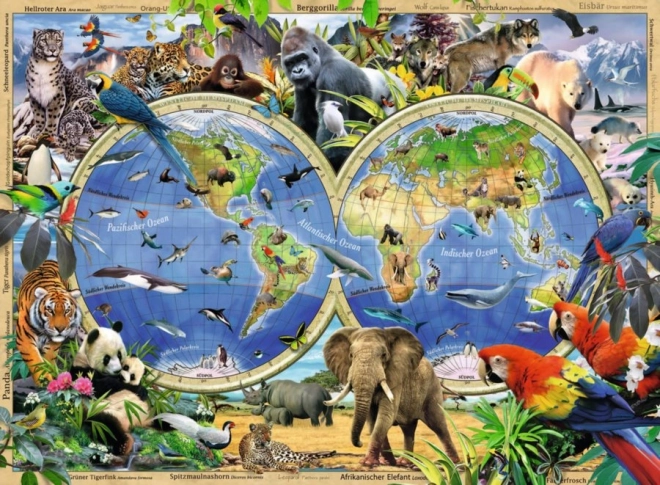 Puzzle XXL Ravensburger Lumea animalelor sălbatice 100 piese