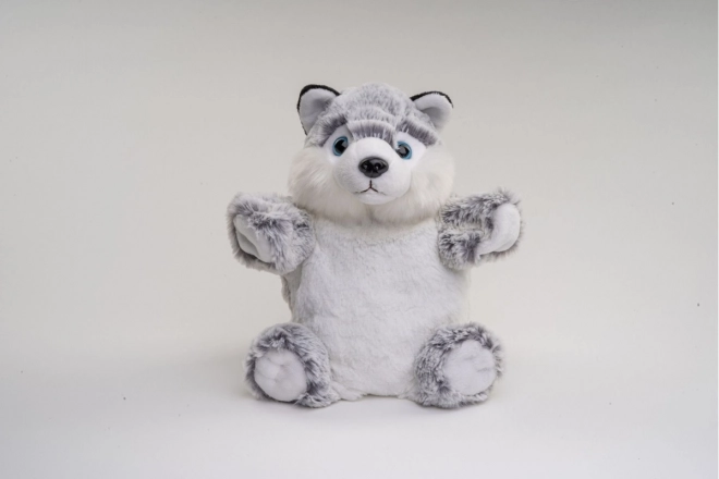 Cățel din pluș marionetă Husky 25 cm