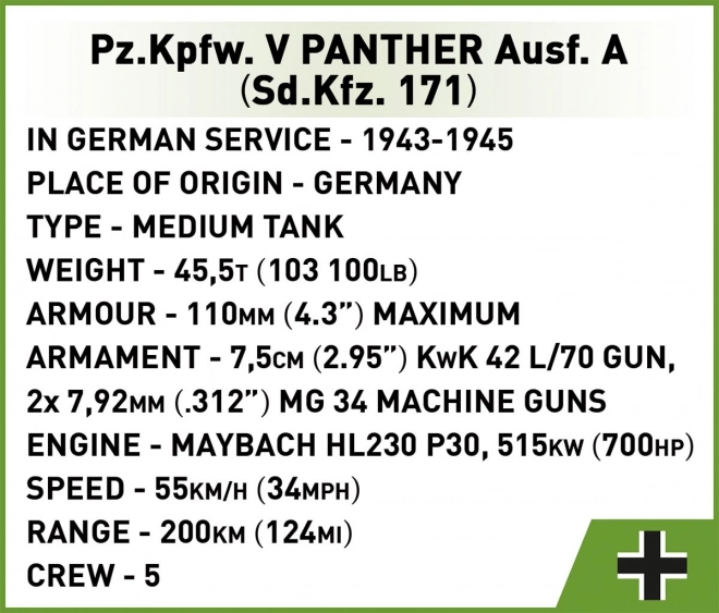 Tanc Pz.Kpfw. V Panther Ausf. A - Set de construcție