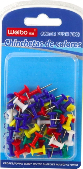Piuneze colorate pentru panou de plută, 50 bucăți