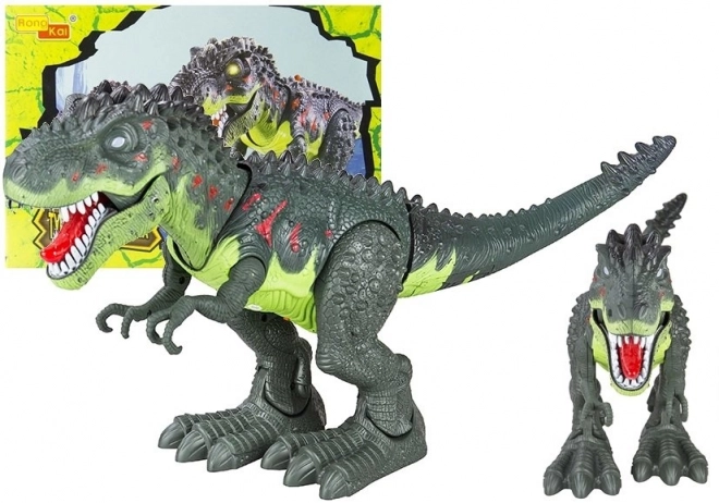 Dinozaur cu baterii Tyrannosaurus Rex verde