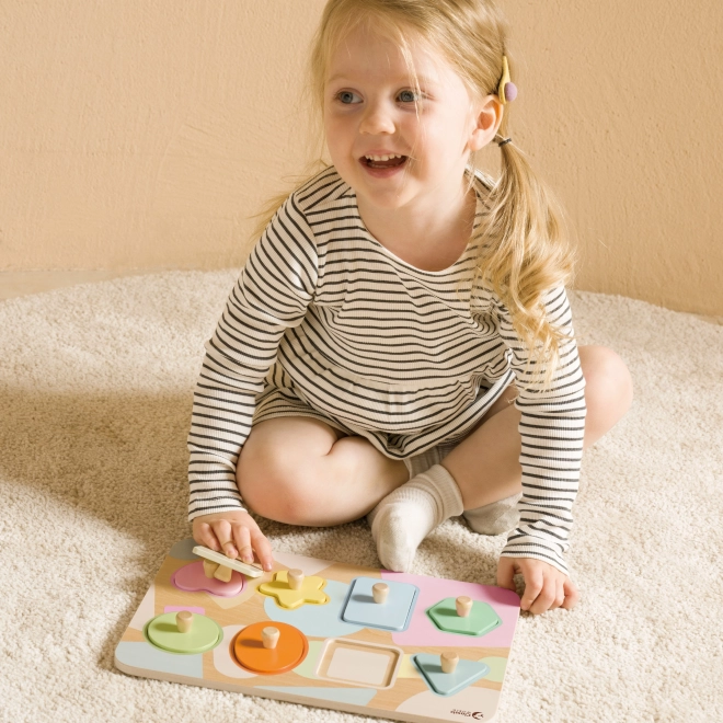 Puzzle lemn forme geometrice Classic World 9 piese