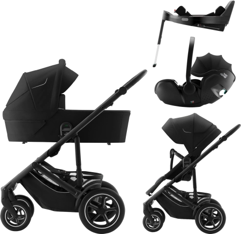 Set cărucior Smile 5Z + landou + scaun auto Baby-Safe PRO + Vario Base 5Z Classic, Space Black