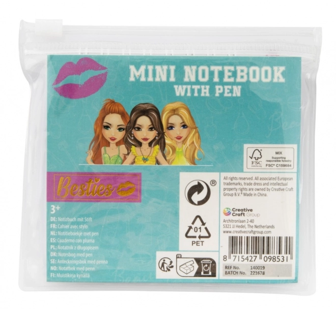 Mini bloc cu spirale și creion Besties
