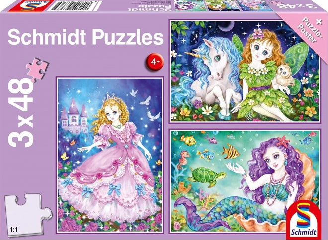 Puzzle cu Prințese și Creaturi Magice