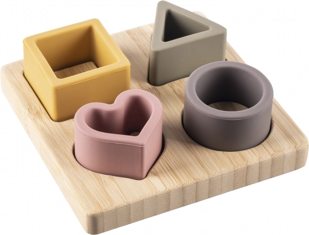 Puzzle din silicon și bambus, Multicolor