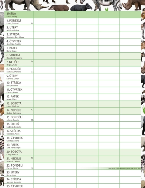 Calendar de planificare familială Animalium 2026