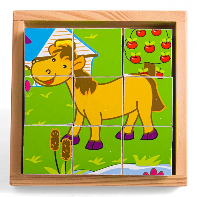 Cuburi puzzle imagini animale Bigjigs Toys