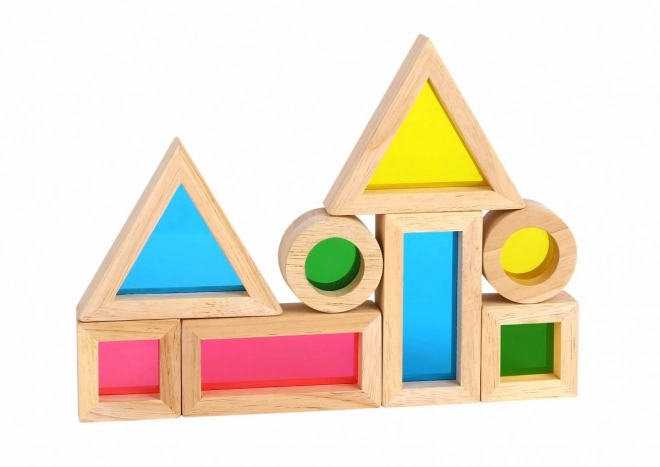 Blocuri din lemn colorate cu oglinzi TOOKY TOY