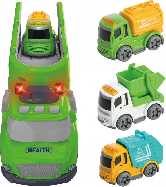Woopie camion de remorcare verde City Truck cu efecte sonore și luminoase