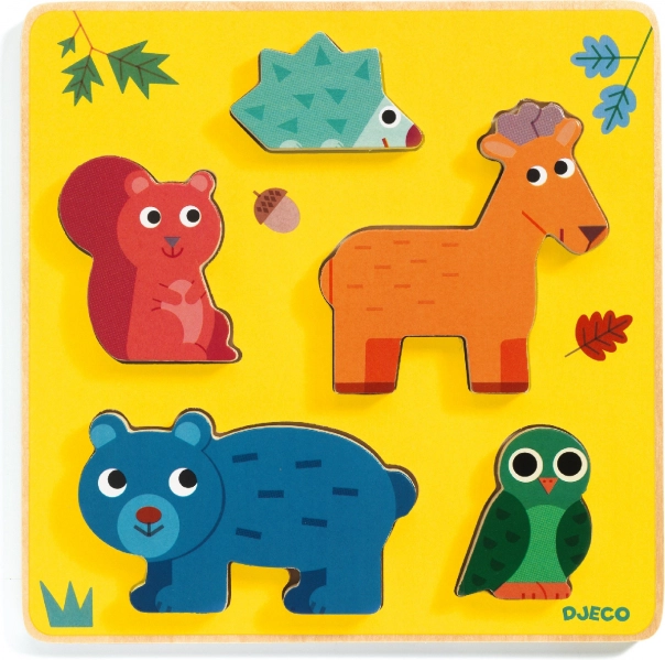 Puzzle din lemn cu inserție Căprior și Prieteni