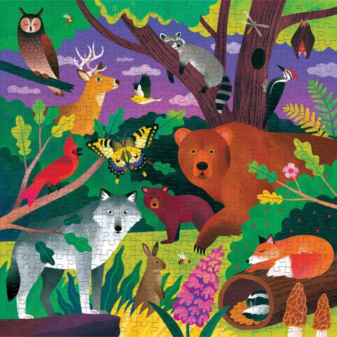 Puzzle pădure de animale strălucitoare în întuneric 500 piese