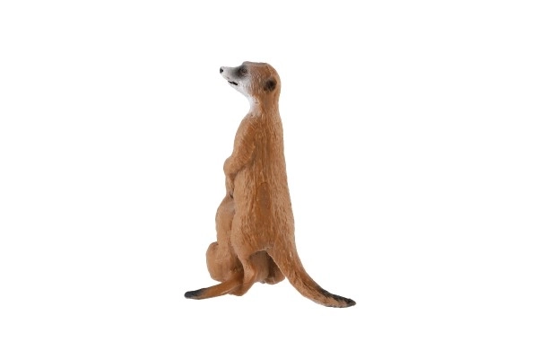Figurină decorativă Suricată cu pui - plastic, maro deschis, 8cm