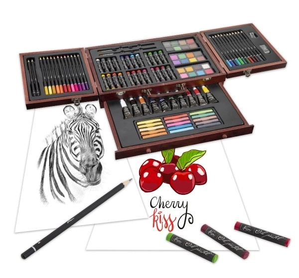 Set pictură creativ Art Box 103 piese în valiză de lemn
