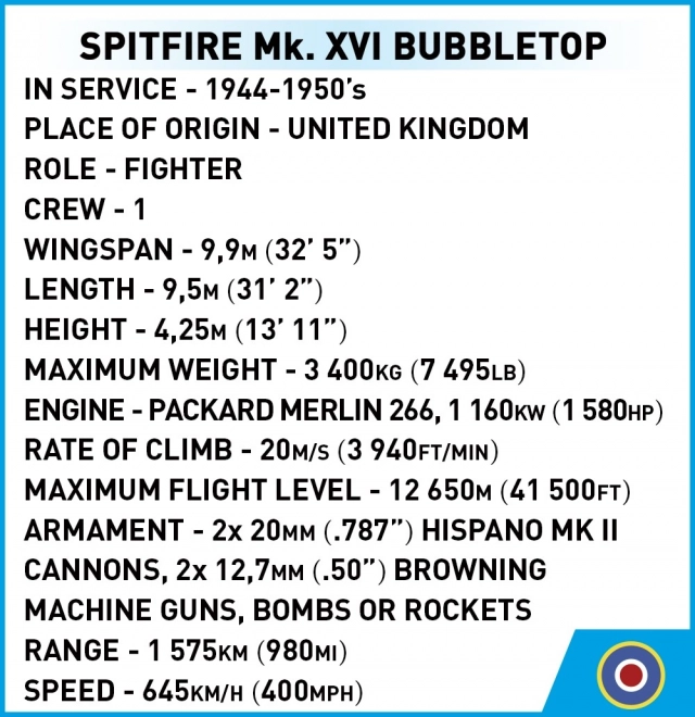 Model Spitfire Mk. XVI bubbletop din Cobi