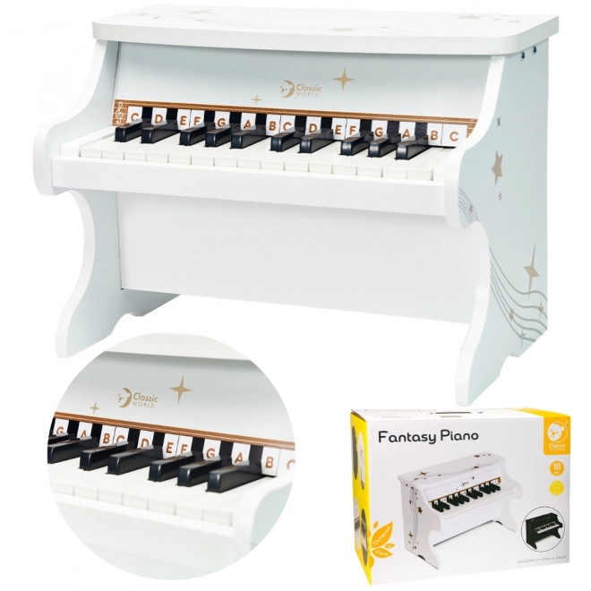 Pianină de lemn pentru copii Classic World cu carte de învățare