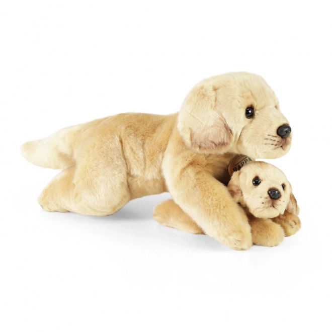 Câine Labrador de pluș cu pui culcat 25 cm