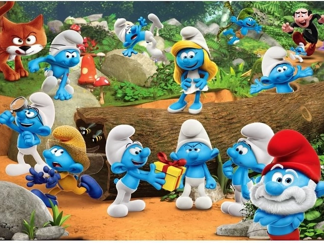 Puzzle CLEMENTONI Ştrumpfii: Partida Veselă 104 piese