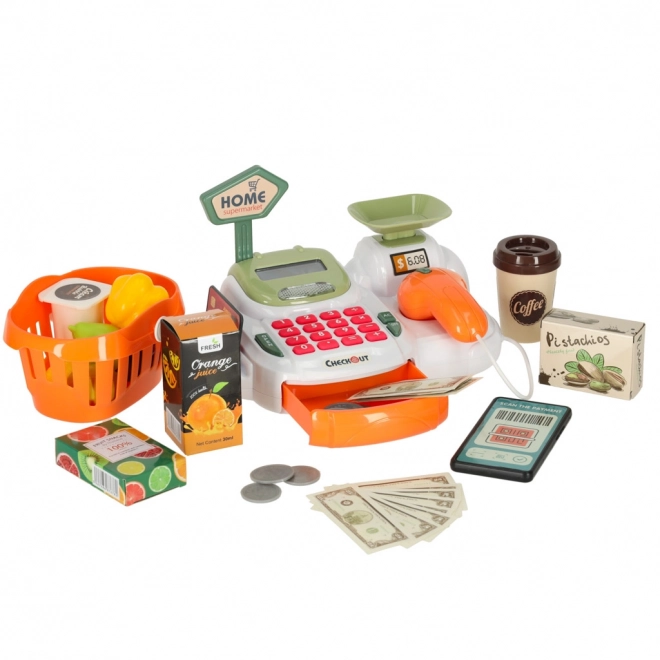 Casă de marcat pentru copii supermarkete cu accesorii 36 buc