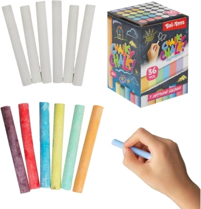 Crete pentru tablă albe și colorate, 36 bucăți în cutie