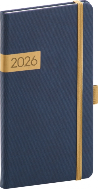 Jurnal de buzunar Twill 2026 albastru-auriu