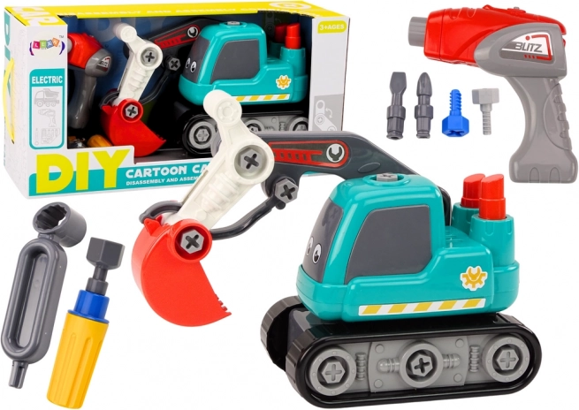 Excavator pe șenile pentru copii de demontat DIY – Turcoaz