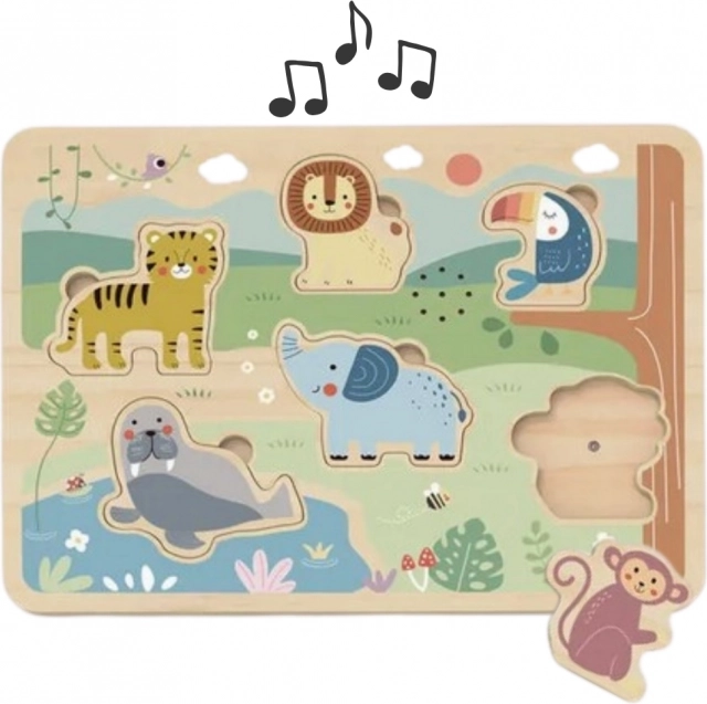 Tooky Toy Puzzle Interactiv din Lemn cu Animale