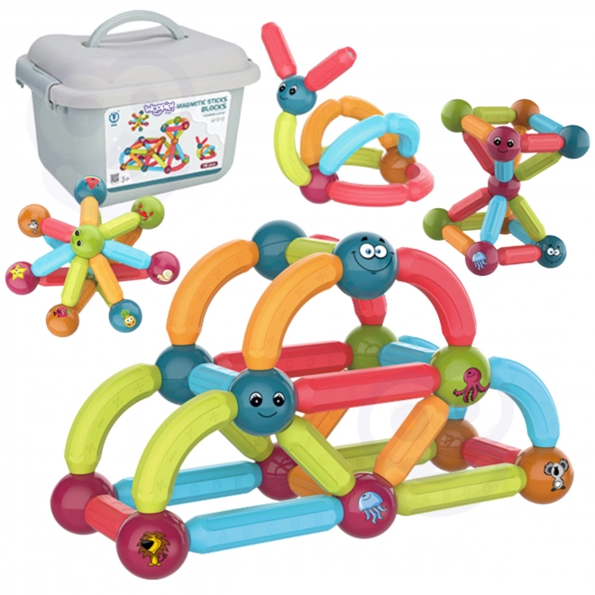 Set de construcții magnetice educative Woopie 52 bucăți