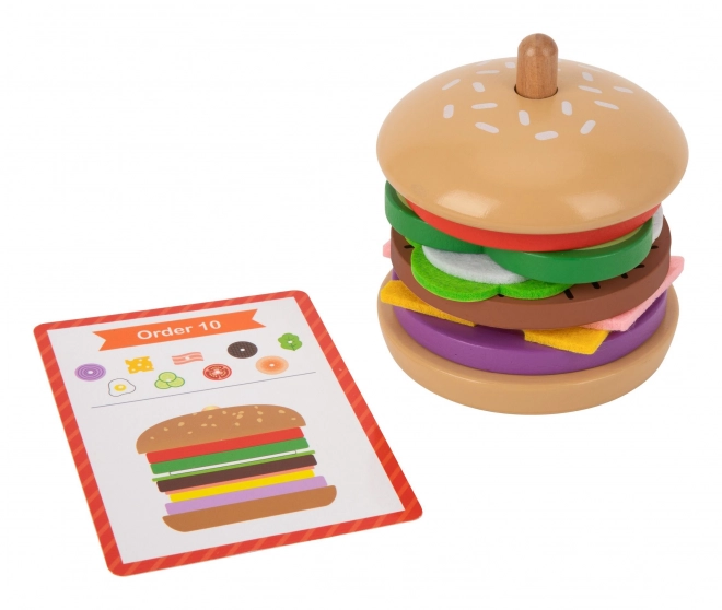 Burger din lemn pentru copii 15 piese WOOPIE GREEN
