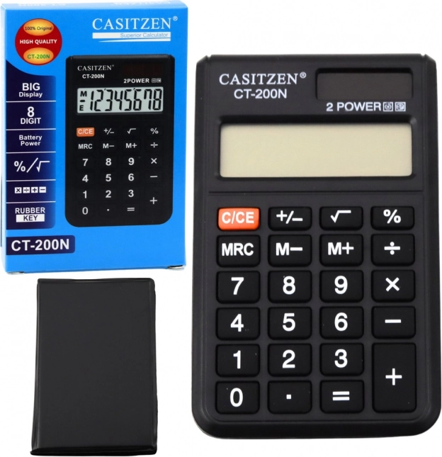 Calculator de buzunar Casitzen cu husă de protecție, 8 cifre